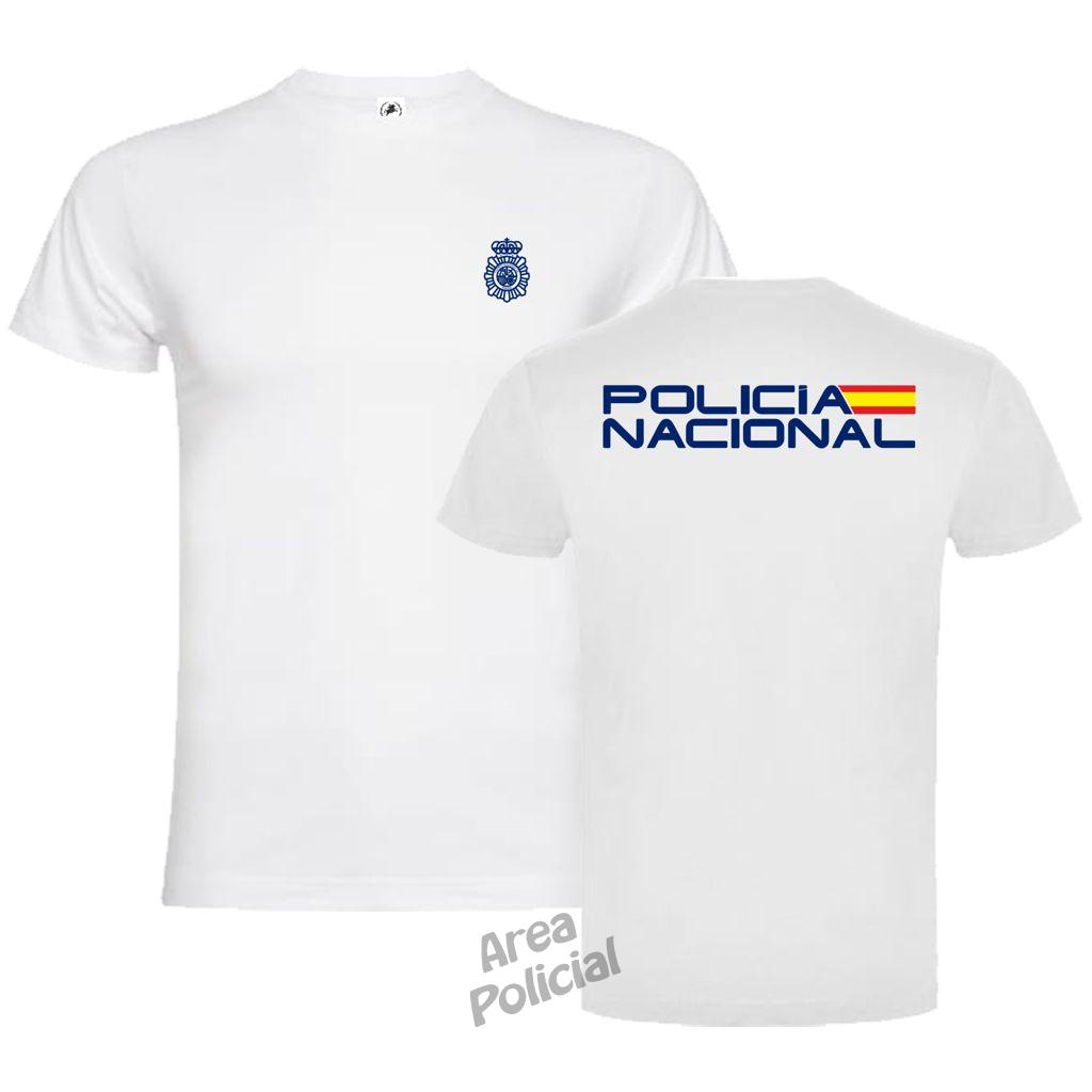 Camiseta Policía Nacional Moderna Blanca Algodón