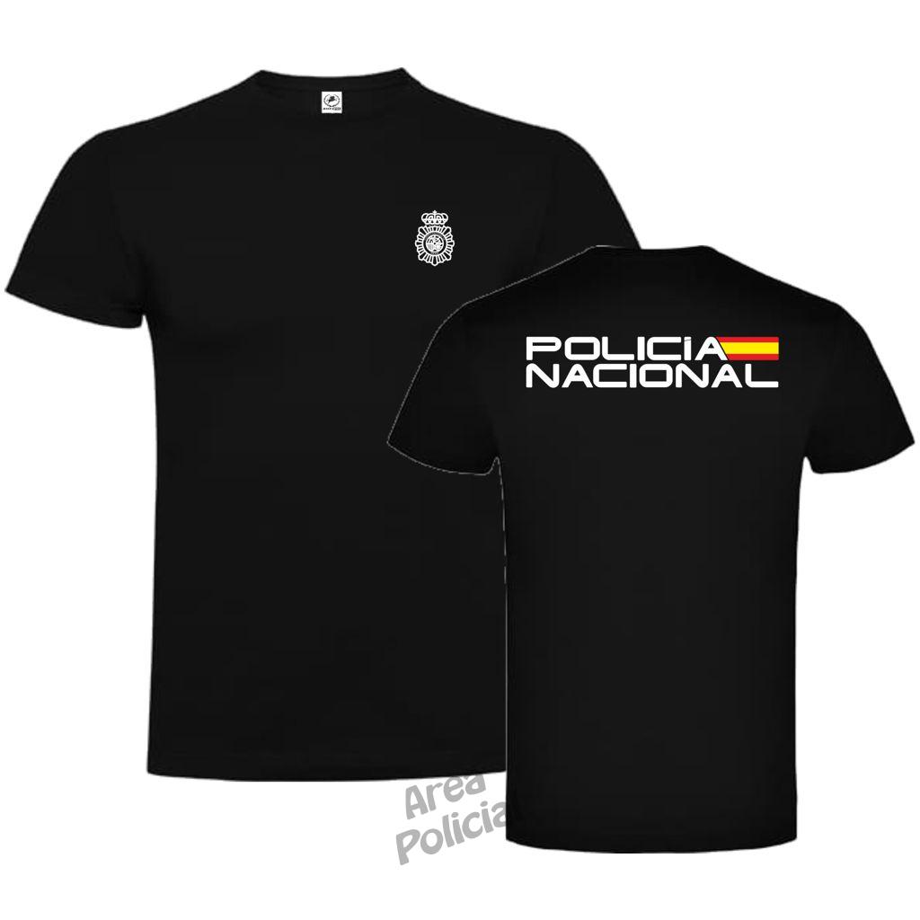 Camiseta Policía Nacional Moderna Negra Algodón